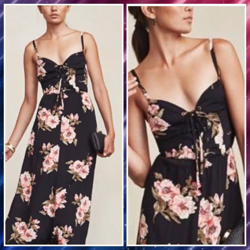Black-Floral Tie Bust CORSICA Dress XS-S RARE